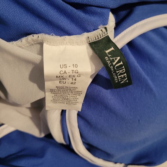 Lauren Ralph Lauren Fiesta Paisley Twist Underwire One Piece Swimsuit sz 10 blue - Picture 6 of 11